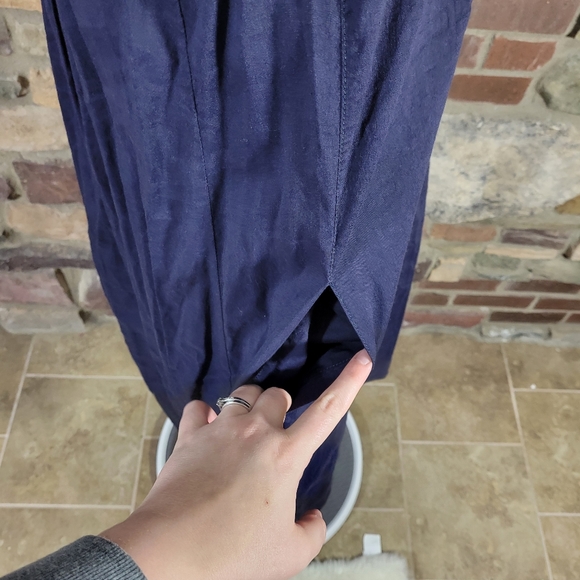 Eileen Fisher Navy Blue Linen High Low Sleeveless Dress size Medium - Picture 3 of 9